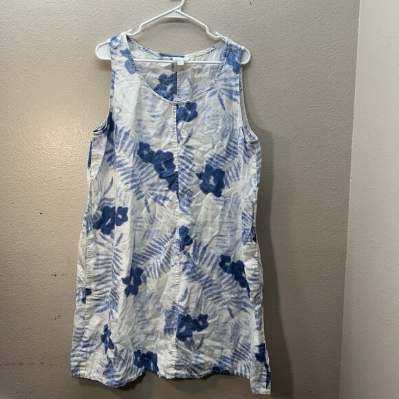 J. Jill Love 100% Linen Floral Print Shift Dress Size XL Summer Minimalist - Picture 1 of 8